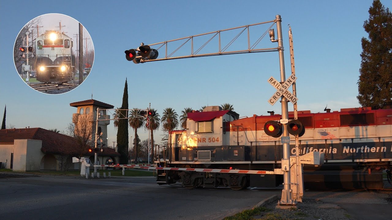 CFNR 504 Corning Flyer South | Solano St. Railroad Crossing Corning CA [RACO EM Mechanisms]