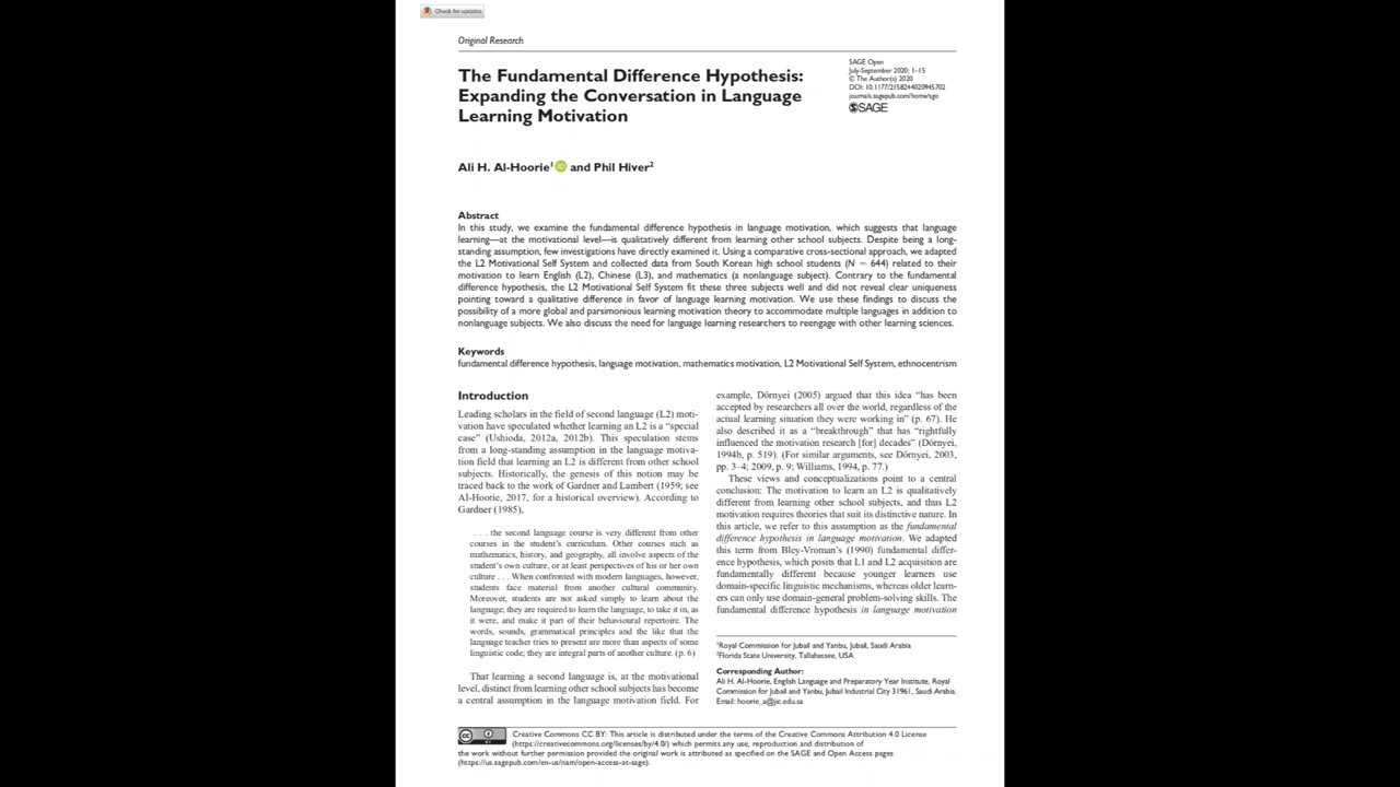 The Fundamental Difference Hypothesis in Language Motivation | Interview w Ali H. Al-Hoorie