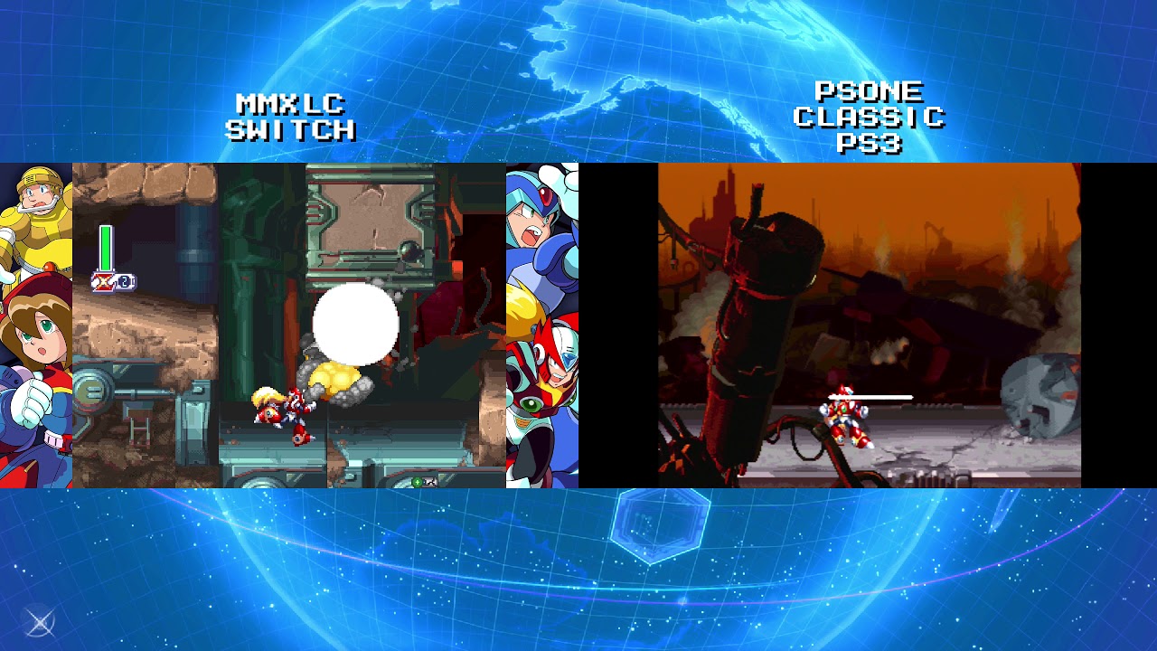 Mega Man X4 Comparison - Mega Man X Legacy Collection (Switch) vs PSOne Classic (PS3)