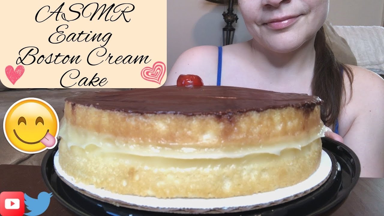 {ASMR} Eating Boston Cream Cake | *No Talking* | #asmrcake #eatingcake #cakeasmr