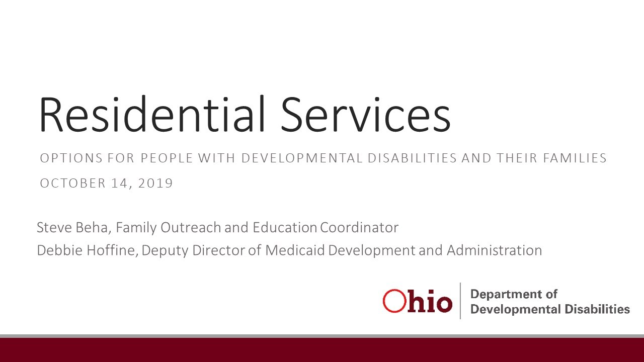 Residential Services: Options for People with Developmental Disabilities and their Families