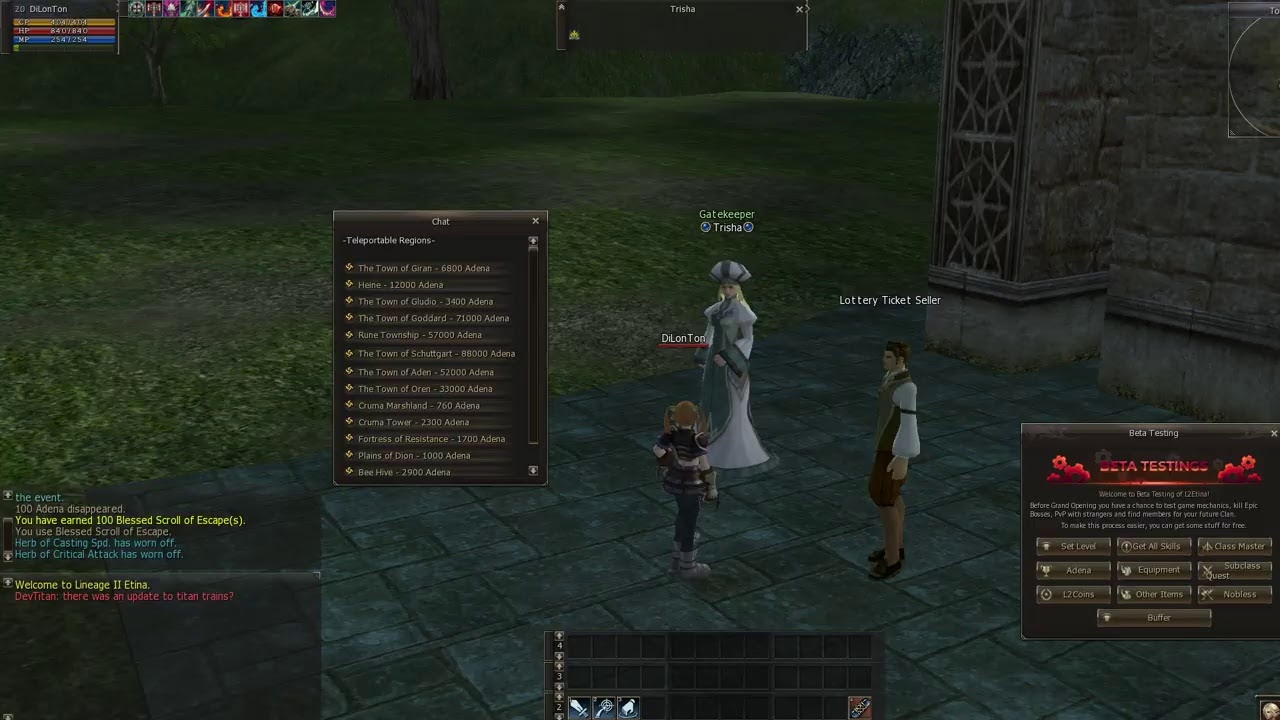 Lineage 2 Fan Club Live Stream - Testing L2 Etina Open Beta