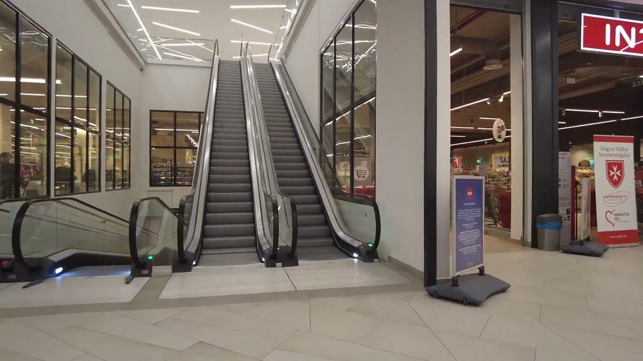 LONG schindler escalators in GOBUDA shopping mall - Budapest [4K HDR]