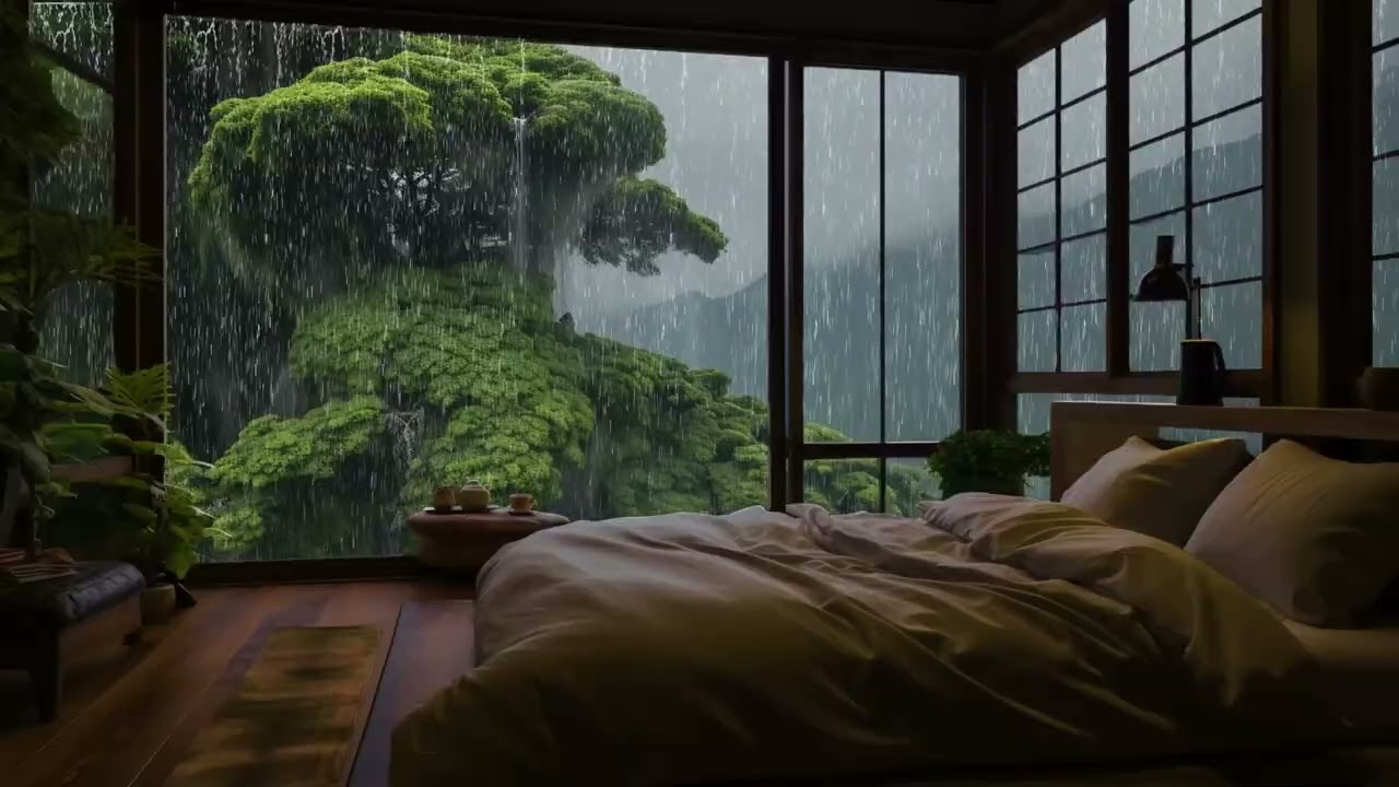 Soothing Forest Rain Sleep Sounds with Peaceful Piano for Stress Relief and Restful Night