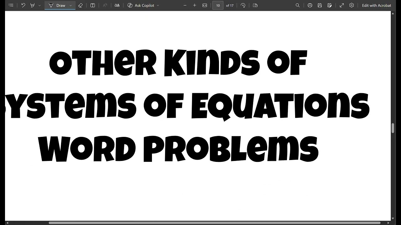 Solving Word Problems - Systems of Equations Word Problems - Algebra 1 - Math