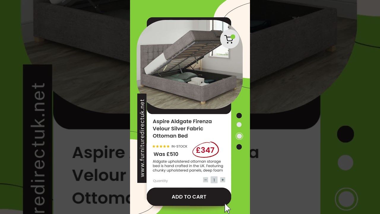 Buy Aspire Aldgate Firenza Velour Silver Fabric Ottoman Bed