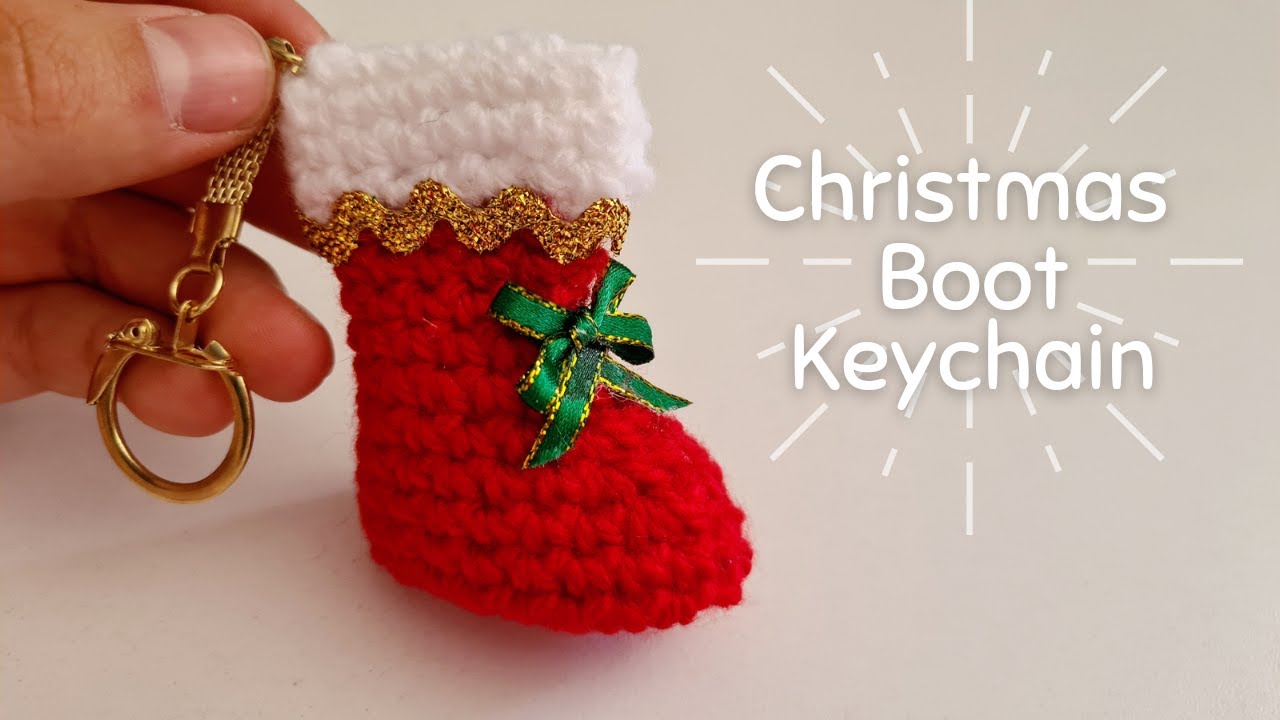Llaverito de Botita Navideña en CROCHET 😍❤️ | Lindos y sencillos | CROCHET CHRISTMAS KEYCHAINS
