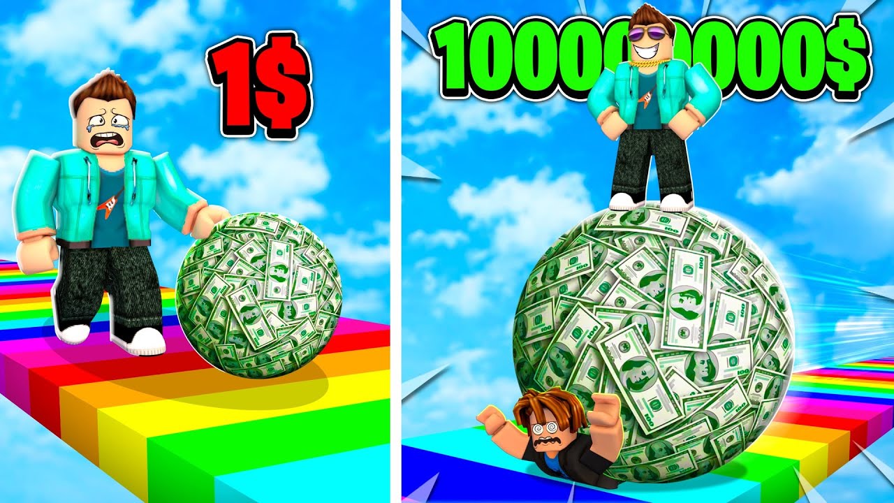 DESTROYING NOOBS WITH BIGGEST MONEY BALL IN ROBLOX!!