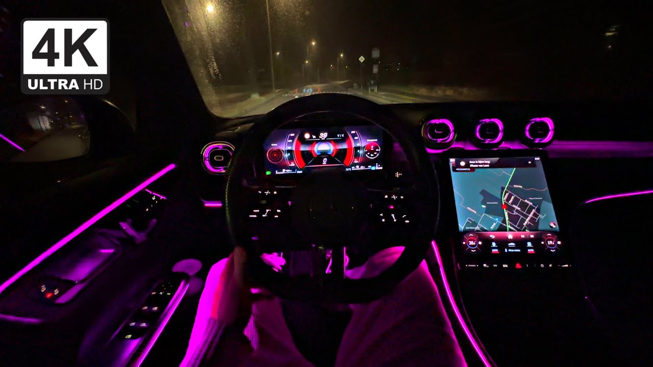 4K NIGHT DRIVE Inside The NEW 2025 Mercedes-Benz C Class + ASMR for SLEEPING
