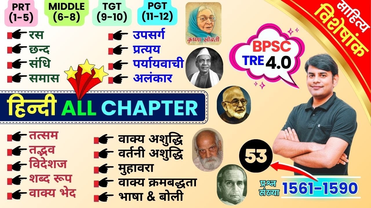53. Hindi Grammar Master Video | सम्पूर्ण Hindi All Chapter MCQ | BPSC TRE 4.0 | Nitin Sir STUDY91