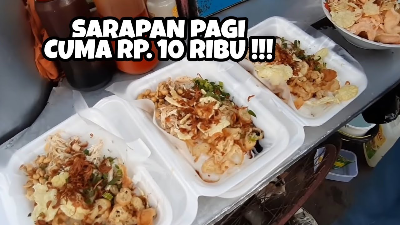 SARAPAN PAGI MURAH !!!CUMA RP. 10 RIBU - BUBUR AYAM PUTU ARBI - INDONESIAN STREET FOOD