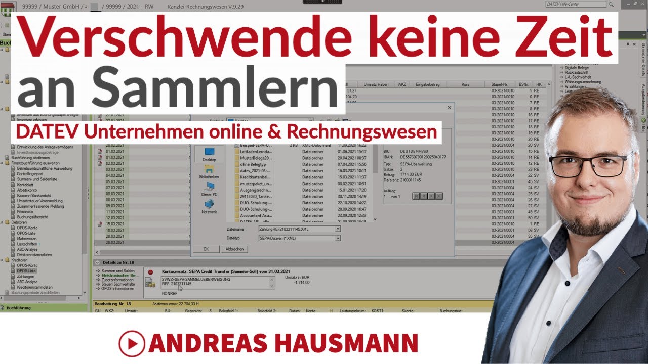 SEPA Sammelzahlung auflösen in DATEV Rechnungswesen mit DATEV Unternehmen online