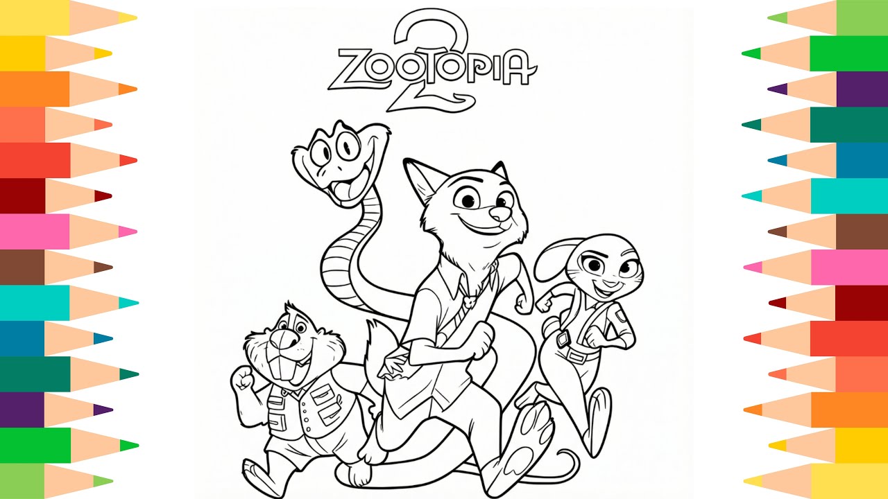 DISNEY Zootopia 2 Coloring Pages | How to Color Gary De'Snake, Nick Wilde, Judy Hopps and Friends