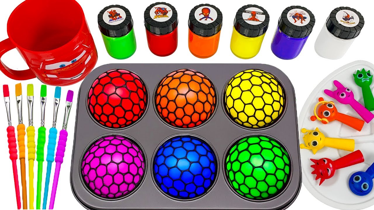 Satisfying Video I DIY How To Make Rainbow Sprunki Squishy Mesh Balls and Colorful Stress Toy ASMR
