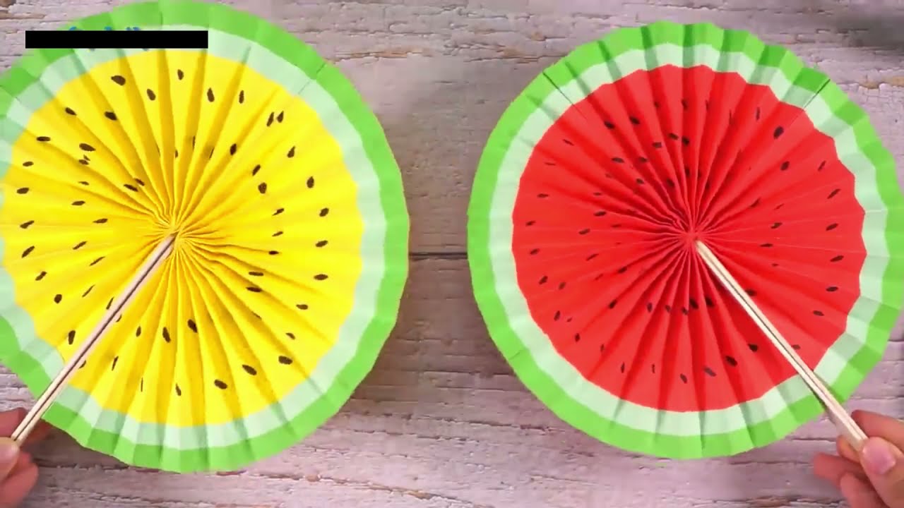 DIY Watermelon Hand Fans | Paper Fan Decorations | Cute Paper Pop Up Fans.