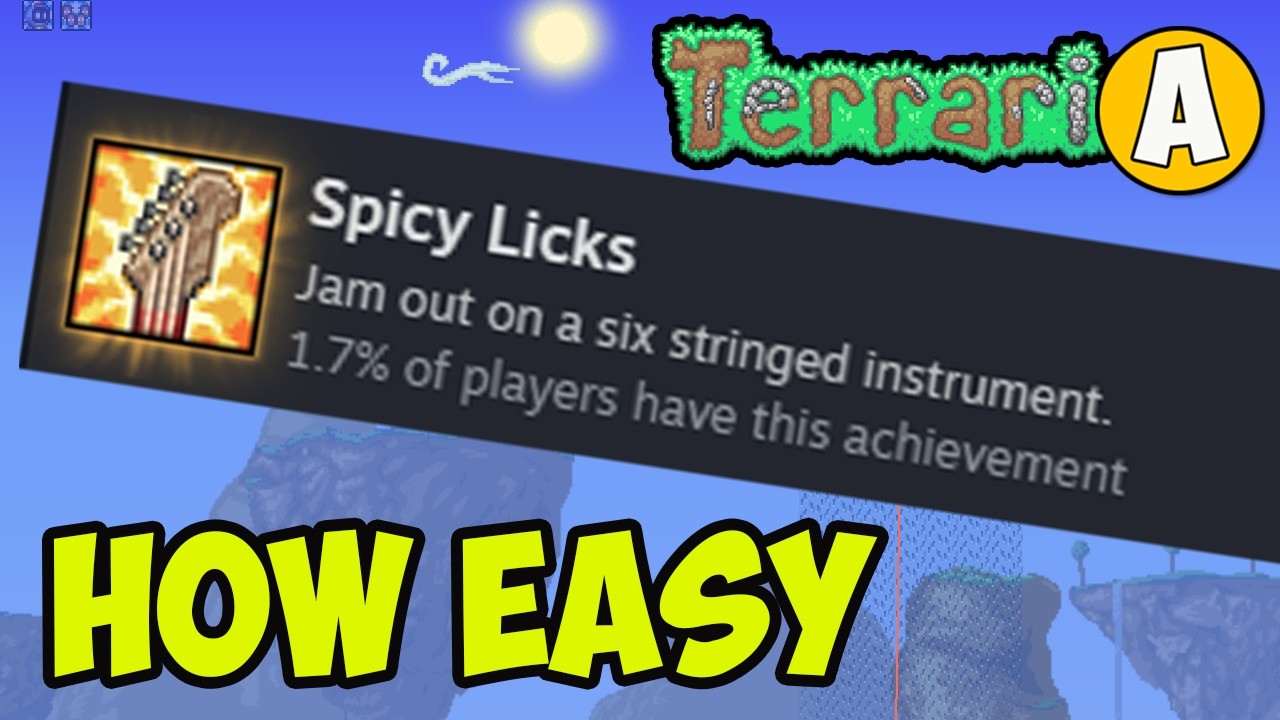 Terraria how to make SPICY LICKS Achievement (Steam) | Terraria how to get Guitar EASY