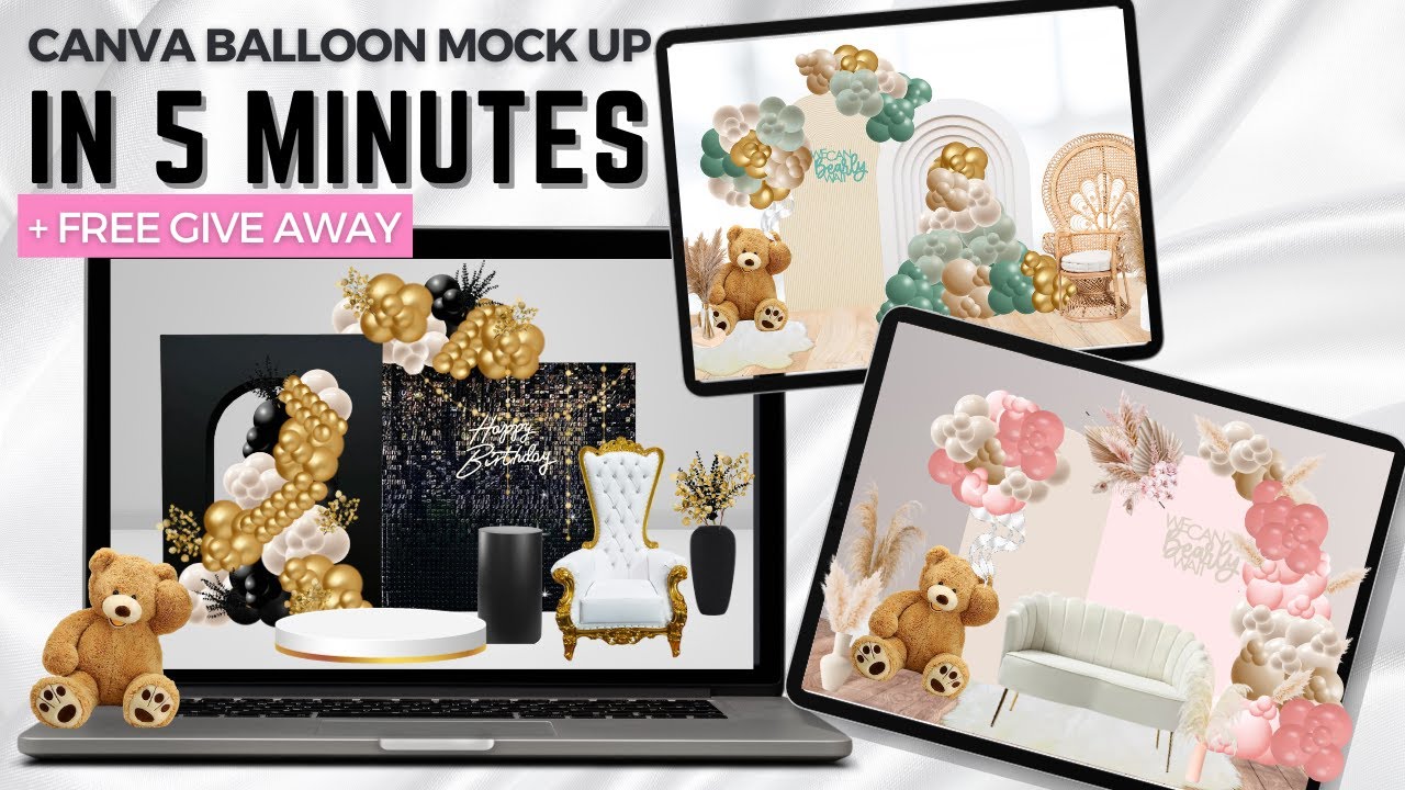 Get this Balloon Event Mock Up Template In Minutes with Canva Free Version!