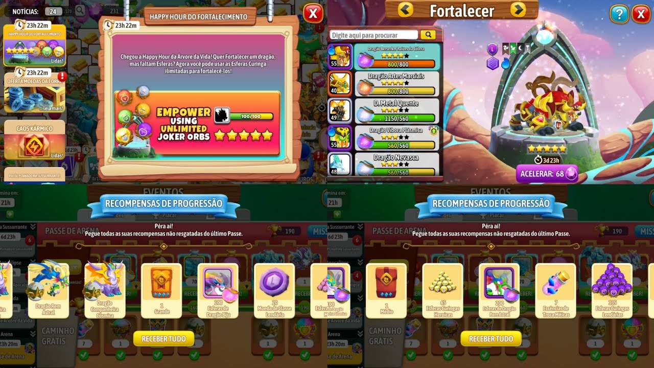 Dragon City - Feliz Fortalecimento, 5ª do Berserker Raízes da Cólera e Recompensa do Passe de Arena