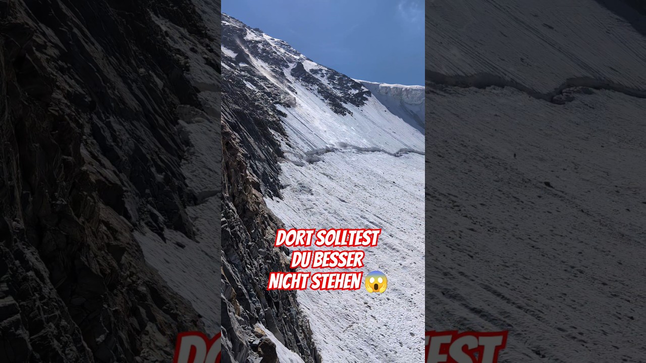 Dort solltest Du besser nicht stehen 😱 #steinschlag #wallis #festigrat #schweiz #hochtour #gletscher