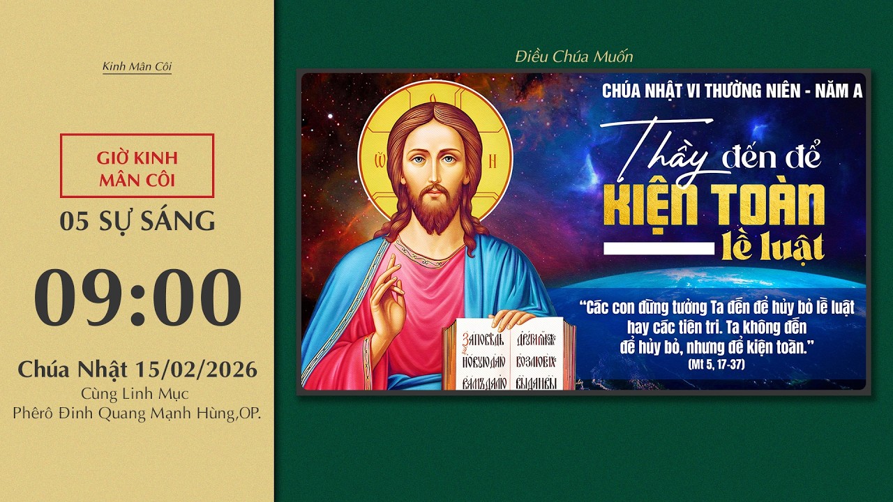 🔴Kinh Mân Côi | 15/02/2026 | 5 Sự Sáng - Sáng Chúa Nhật Tuần VI Thường Niên A.