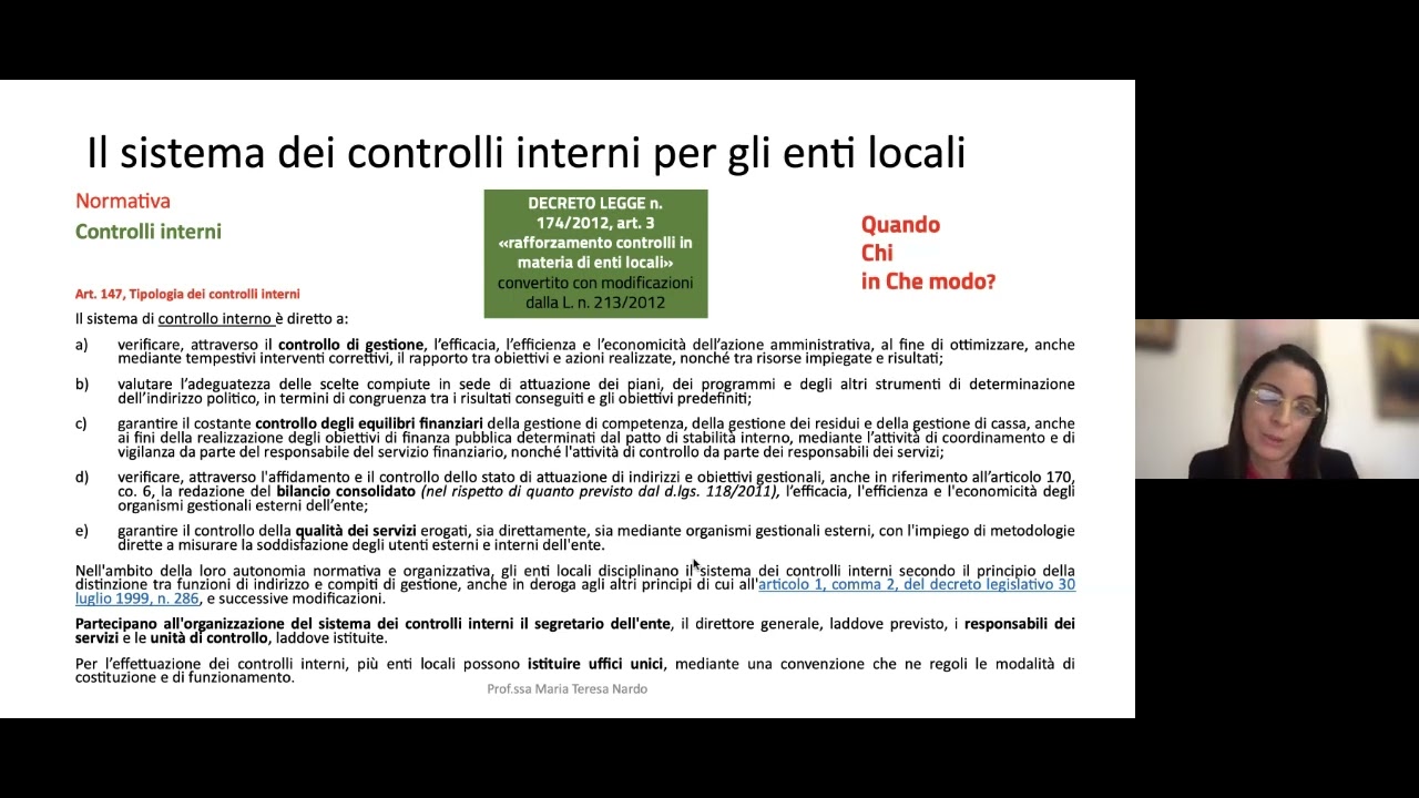 Il sistema dei controlli interni nell'ambito del ciclo di programmazione economico-finanziaria