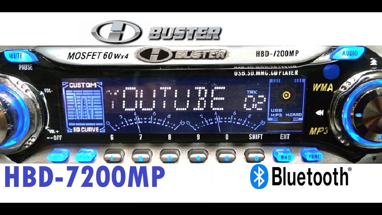 #H BUSTER HBD 7200MP Bluetooth USB SD Radio CD Player Saída Som Subwoofer Equalizador 4 x 60W