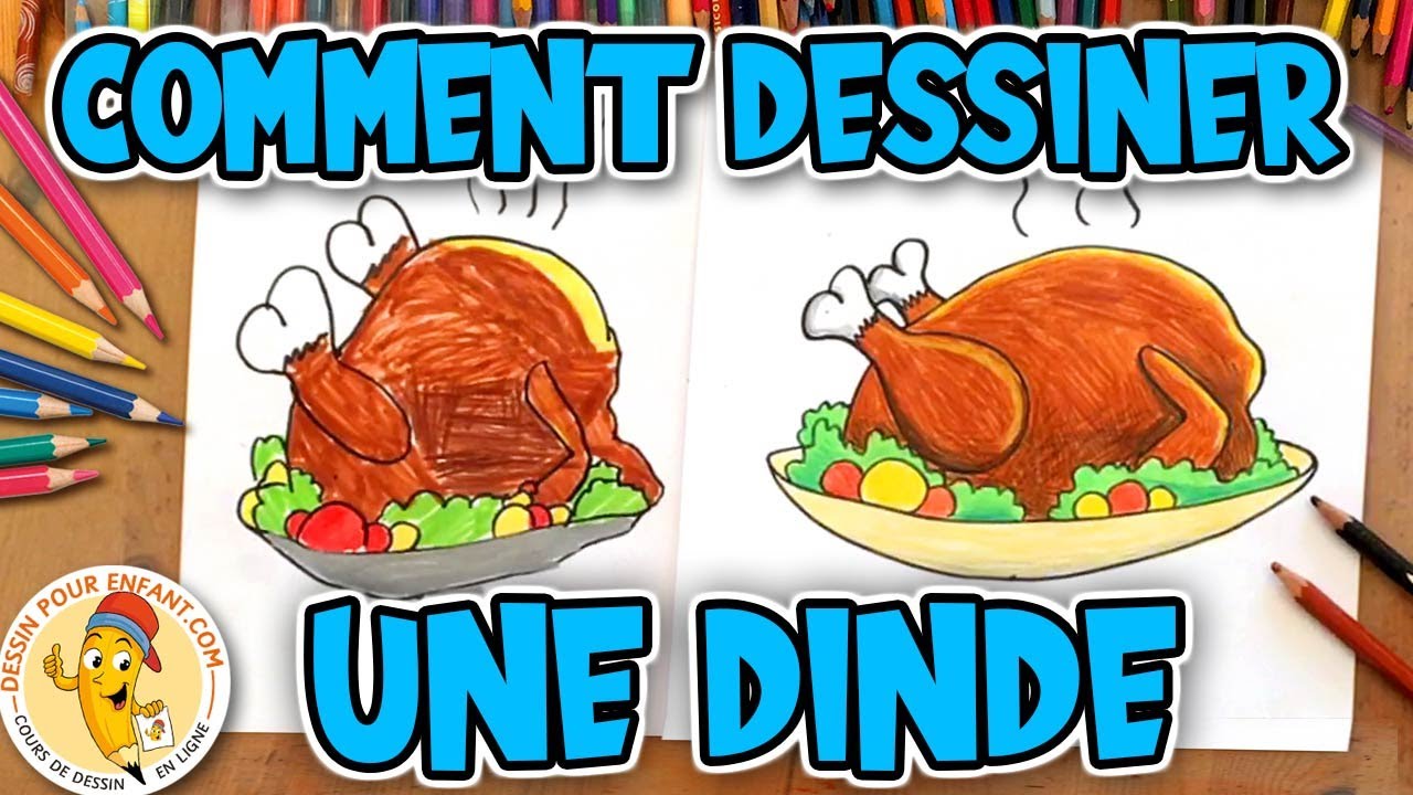 Comment dessiner une DINDE à manger | Dessin Pour Enfant