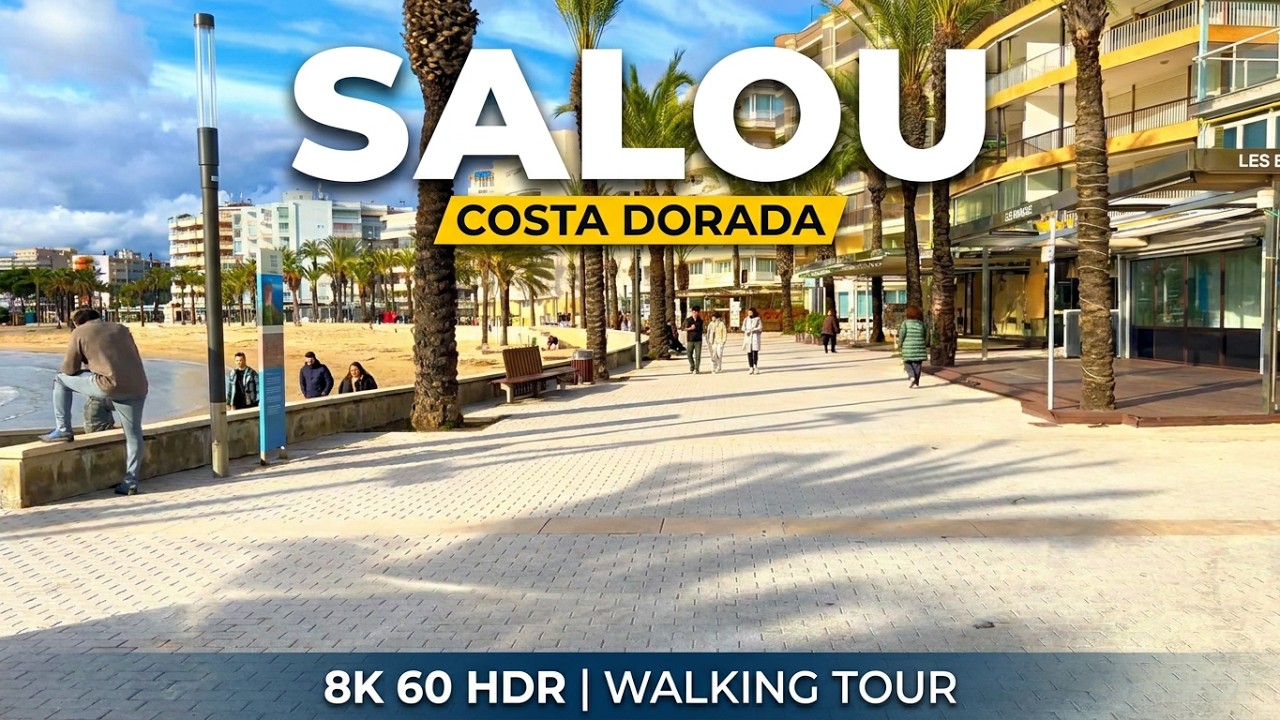 ☀️ SALOU, SPAIN 8K 60 HDR | Relaxing Coastal Walk 2026 • Costa Dorada Walking Tour