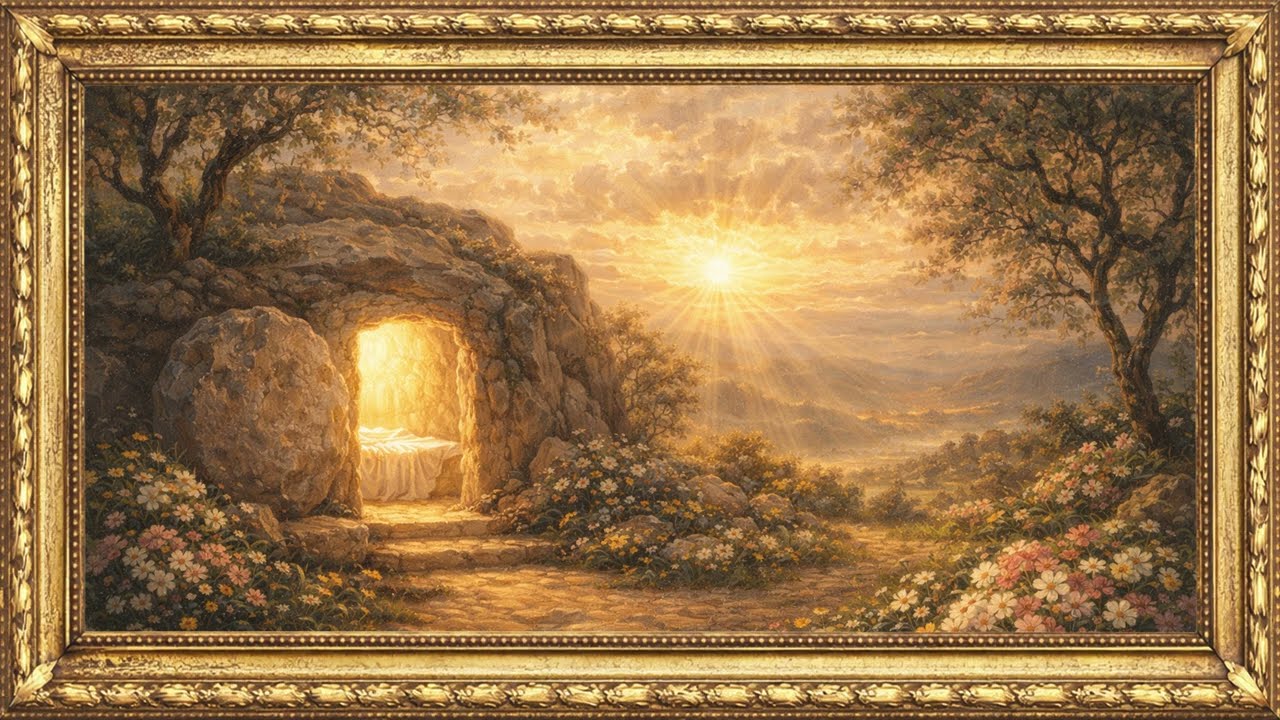 4K Screensaver for TV | Easter Empty Tomb Sunrise Painting