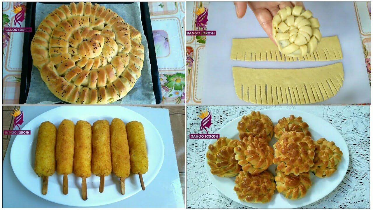 رول کچالو. گوشت مرغ و گندنه/پختن سه نوع رول در کمترین وقت/How To Cook Potato and Chicken Roll