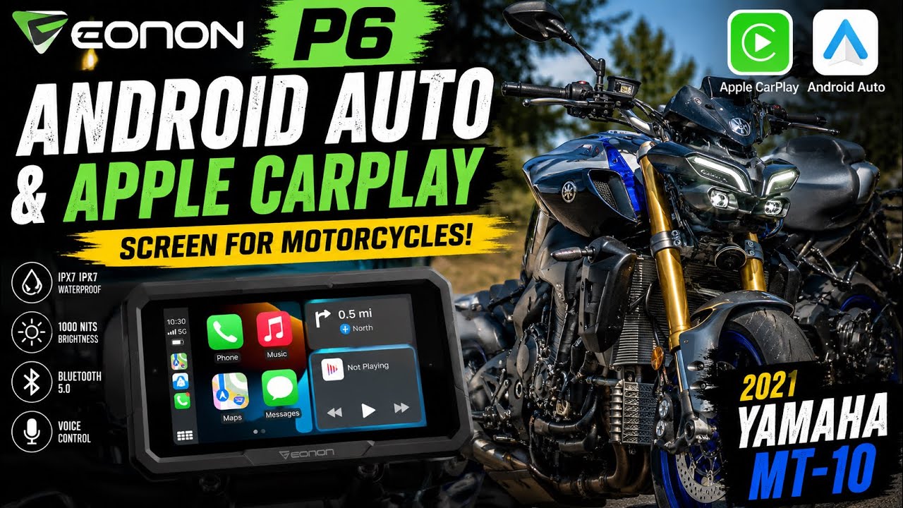 Экран Eonon P6 Android Auto и Apple Carplay для мотоциклов!