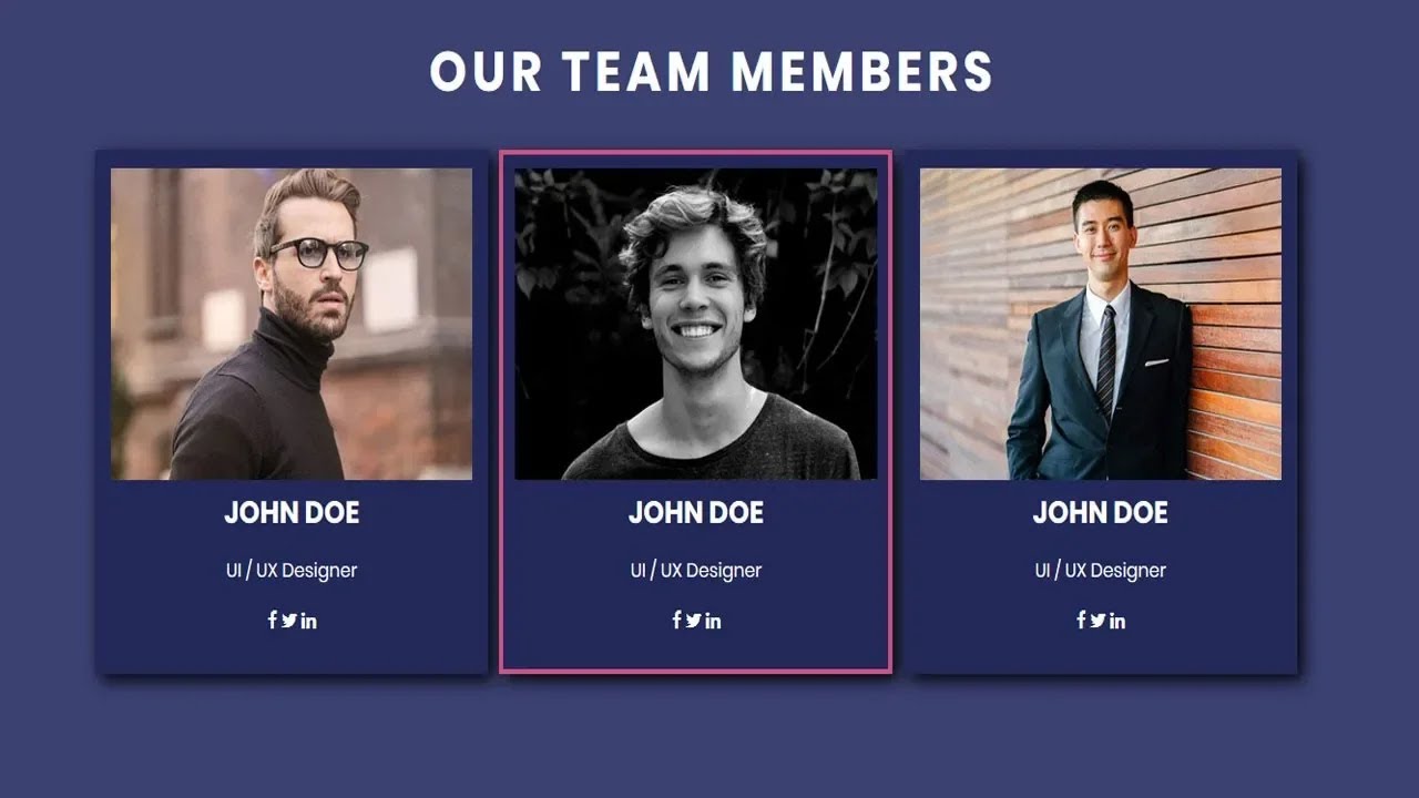 Our Team Section Design with HTML and CSS | CSS Tutorial For Beginners