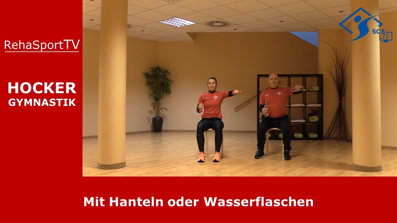 RehaSportTV: Hockergymnastik mit Hantel oder Wasserflasche