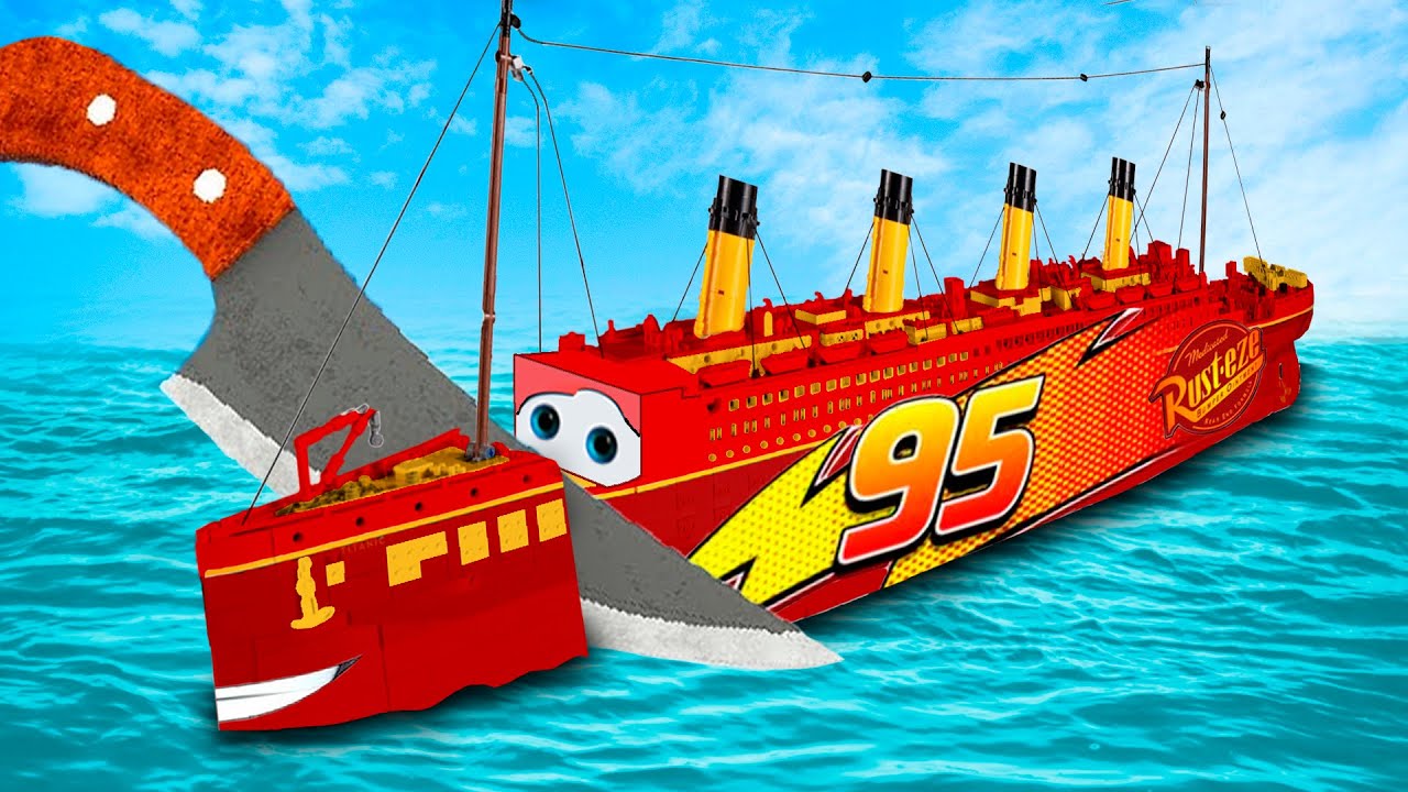Lightning MCQUEEN TITANIC vs Pixar Cars vs Giant KNIFE in Teardown