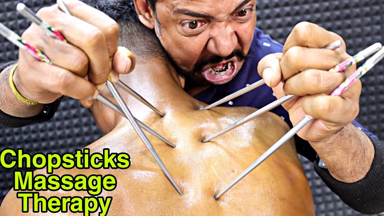 Wolverine Massage Therapy by Asim Barber | Pain Relief Back Massage with Chopsticks & Oil | ASMR