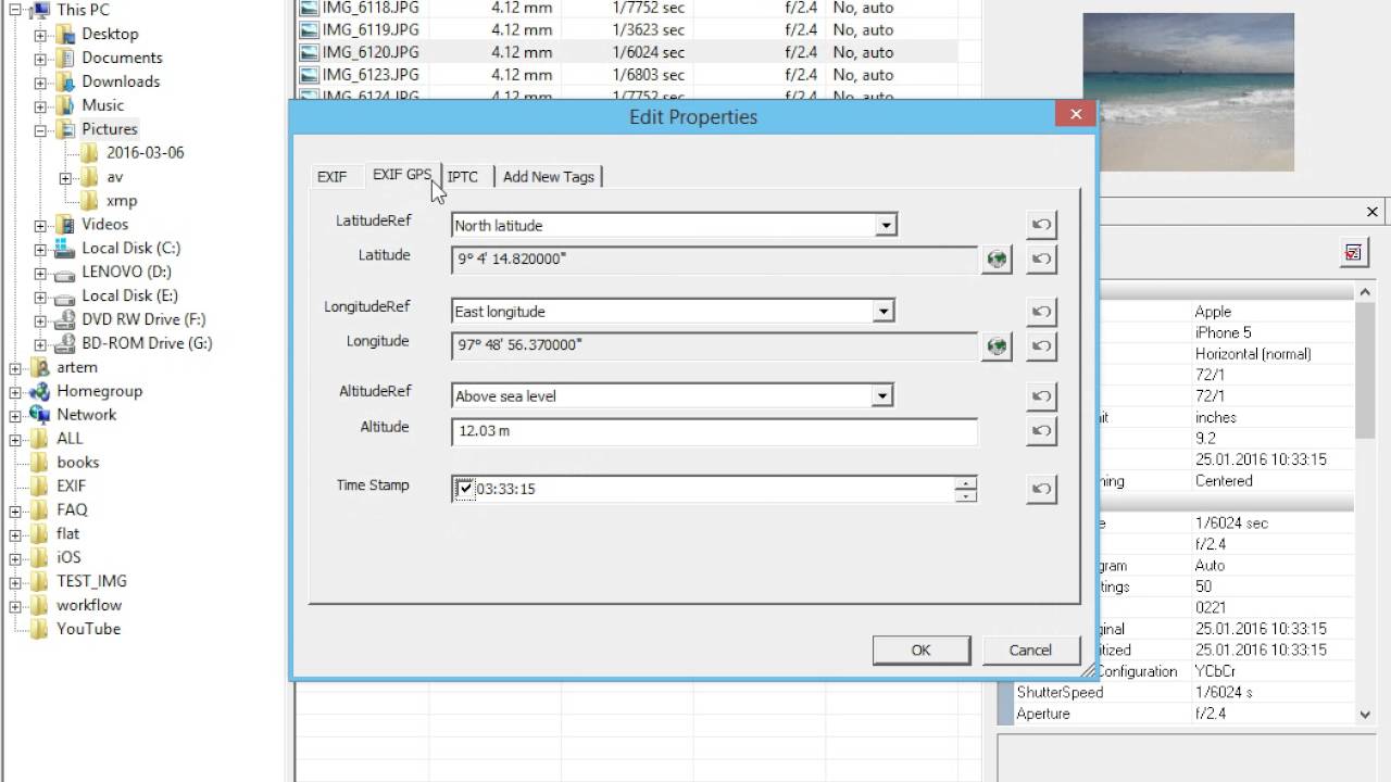 Open files, edit EXIF and IPTC data, save changes with help of Exif Pilot editor