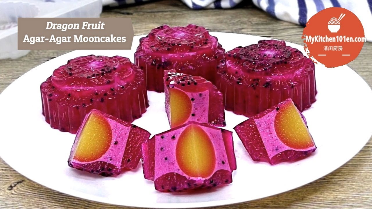 Dragon Fruit Agar-Agar Mooncakes | MyKitchen101en