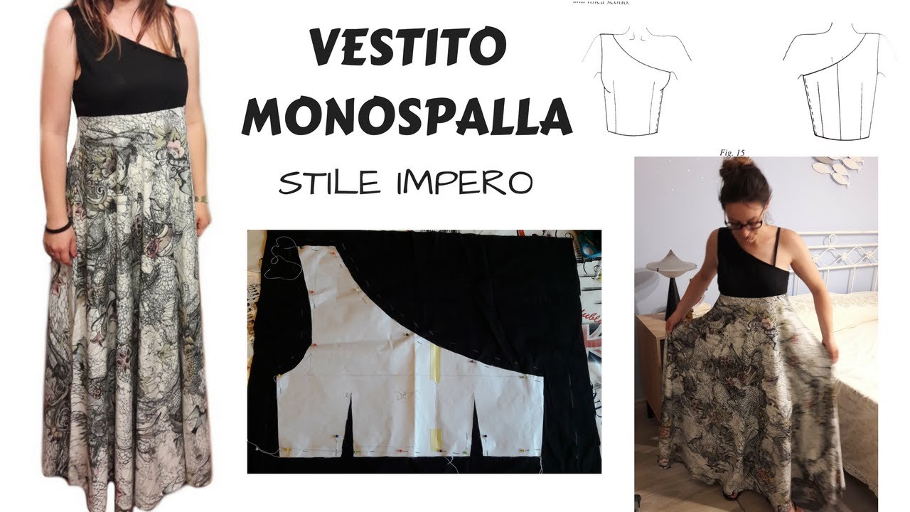 cucire un VESTITO MONOSPALLA stile IMPERO, su misura