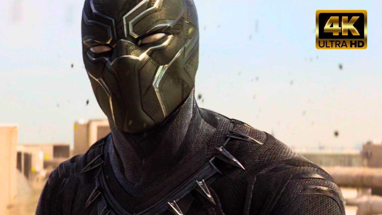 Black Panther , Bucky Fight and Chase Scene 4K in Telugu || Captain America Civil War (2016)