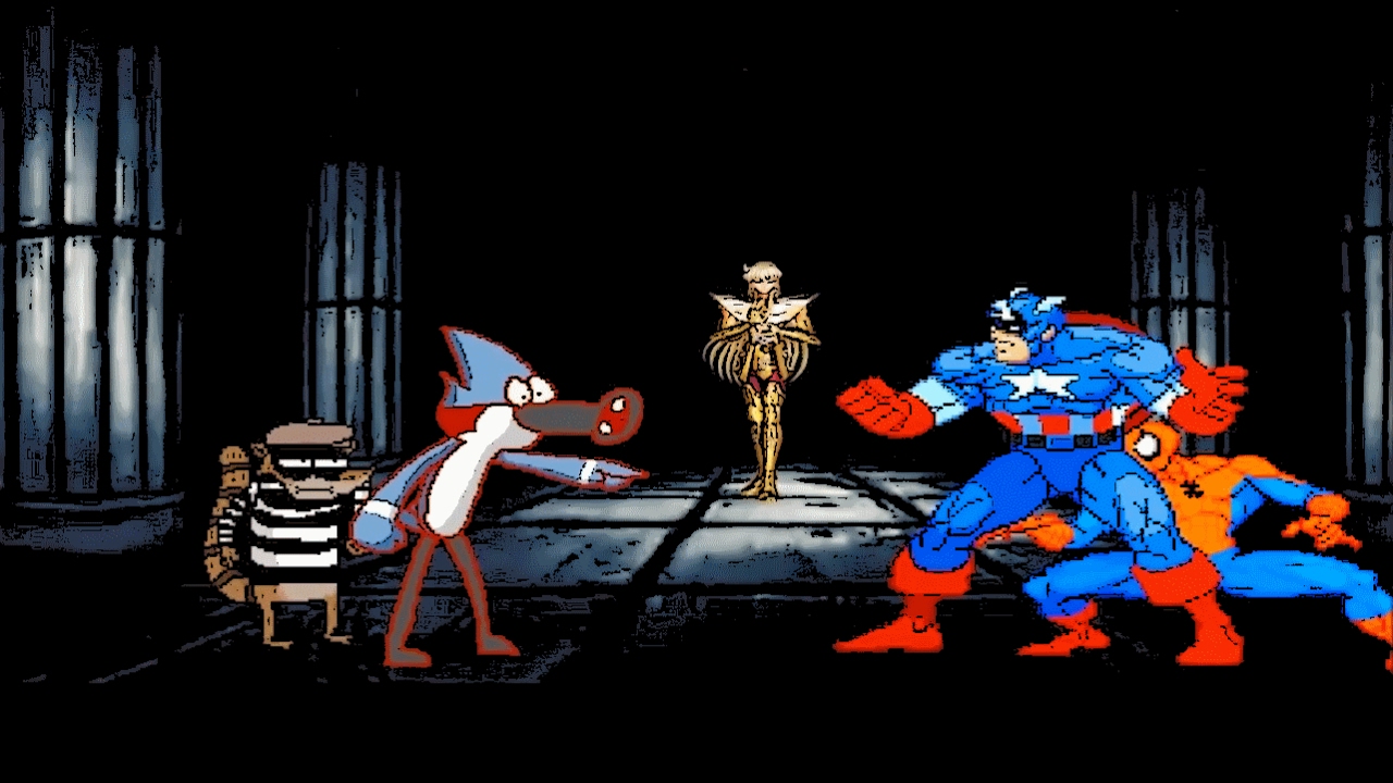 Mugen : Mordecai & Rigby Vs Captain America & Spiderman (Request)