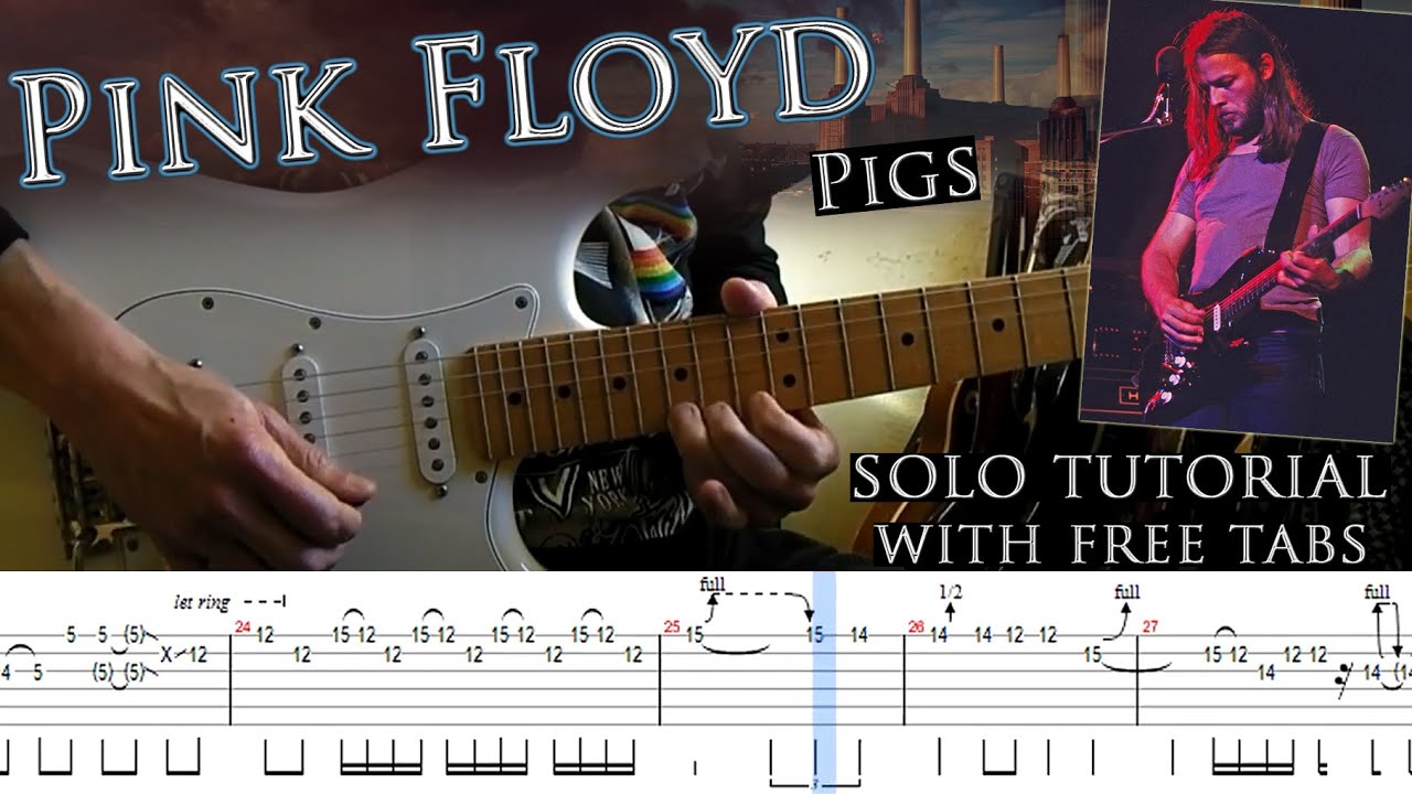 Pink Floyd - Pigs guitar solo lesson (with tablatures and backing tracks)