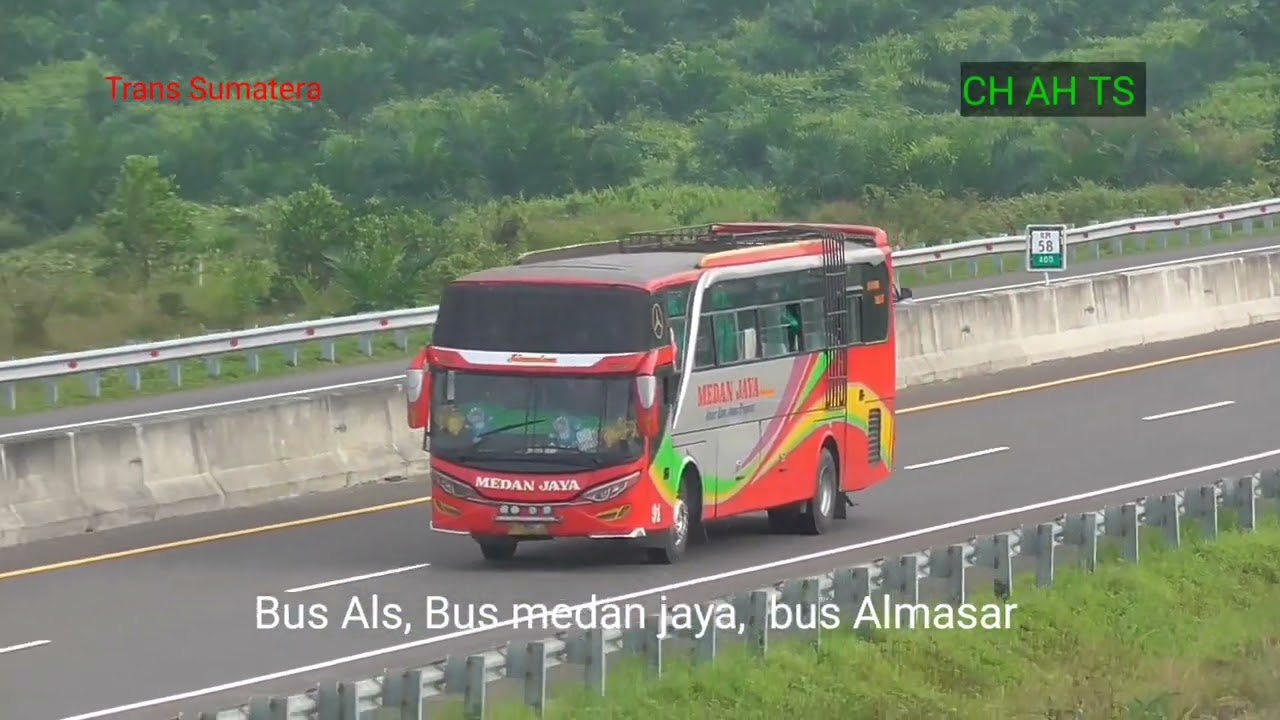Bus ALS, Bus Medan Jaya, Bus Almasar lintas pagi hari area jalan tol