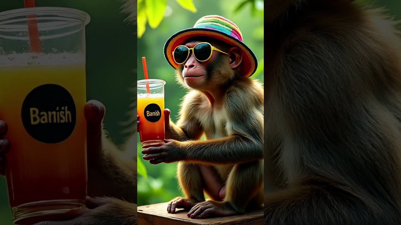 FunnyMonkey#MonkeyVibes#TropicalMood#ChillTime#SummerVibes#BananaJuice#MonkeyStyle#CoolMonkey