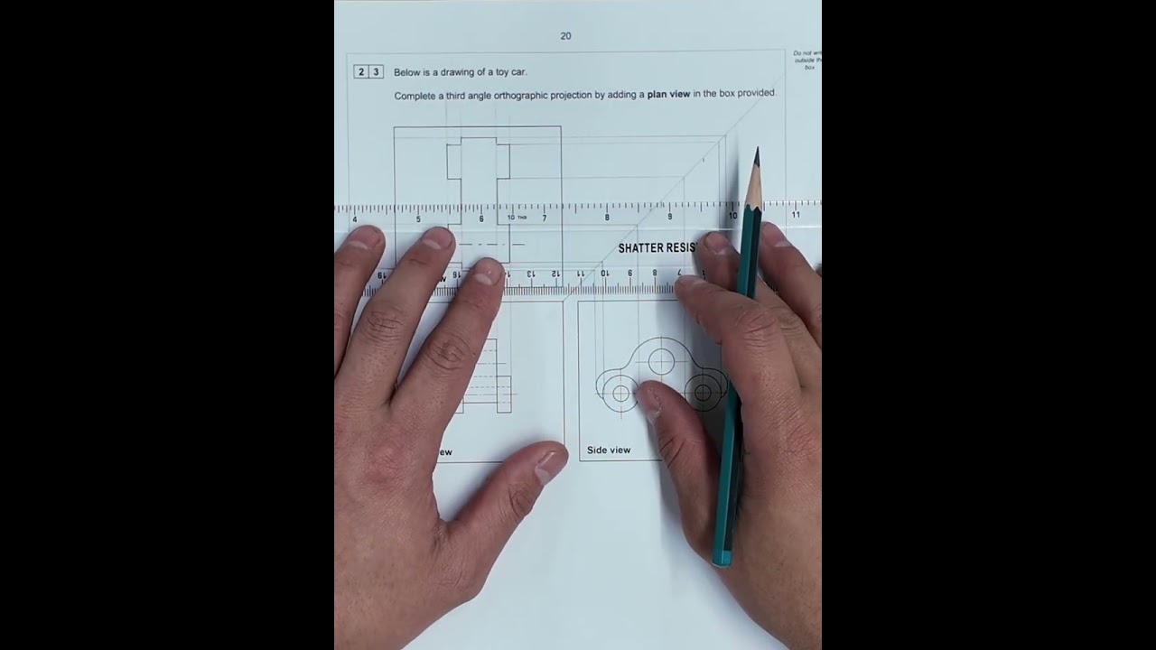 AQA GCSE Design and Technology Exam paper 2024 3rd Angle Orthographic Question 