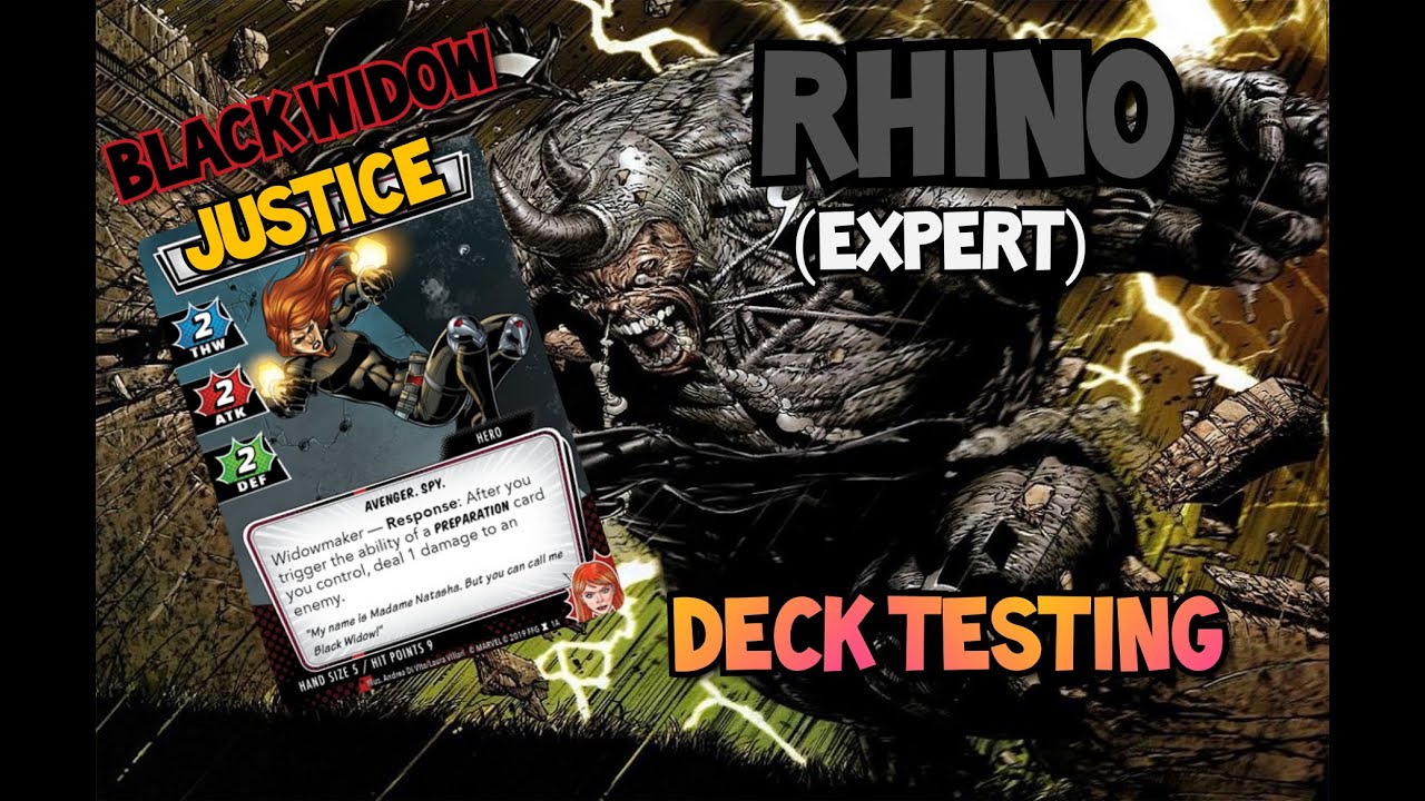 Marvel Champions LCG Deck Testing Black Widow Justice against Expert Rhino