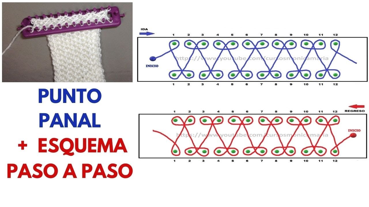PUNTO PANAL en Telar CON ESQUEMA - Diagrama PASO A PASO