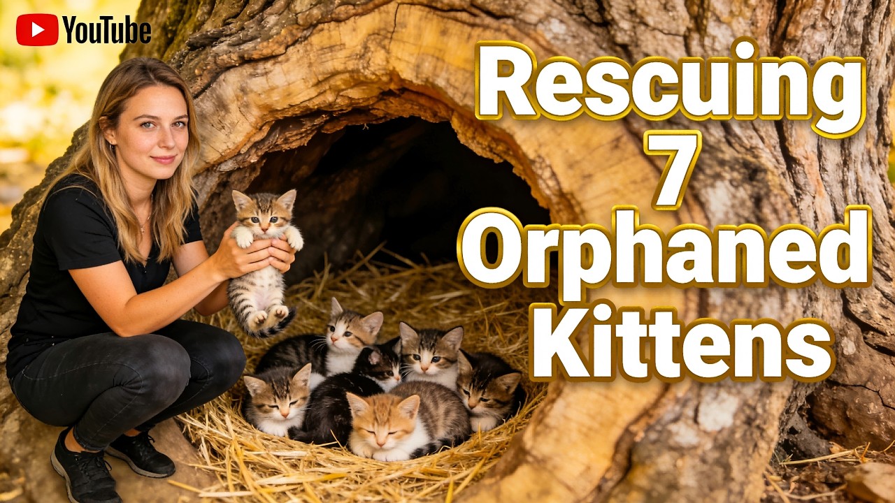 7 Orphaned Kittens Trapped in a Tree Hole - Their Rescue Will Melt Your Heart