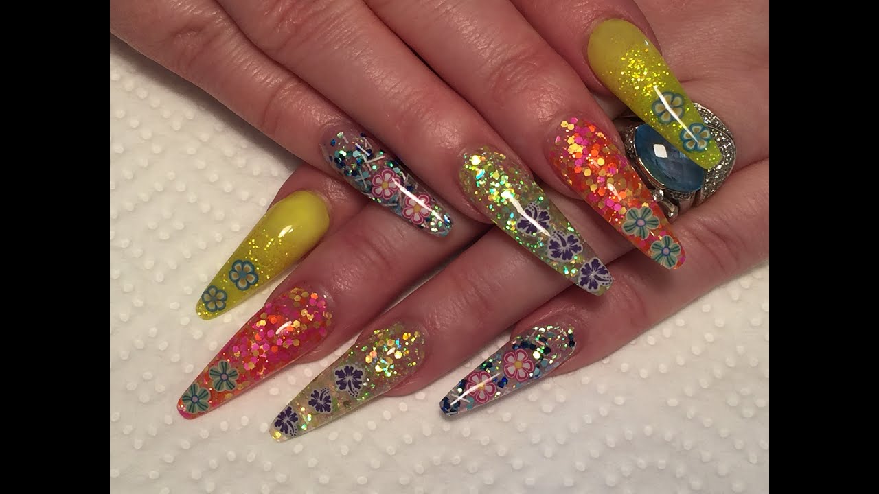 Spring Nails - Acrylic Nails, sculpted, coffin/ballerina nails