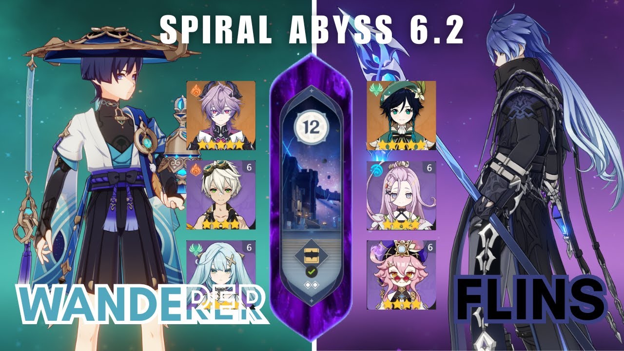 C0 Wanderer Hyper & C0 Flins Lunar-charged | Spiral Abyss Floor 12 | Genshin Impact 6.2