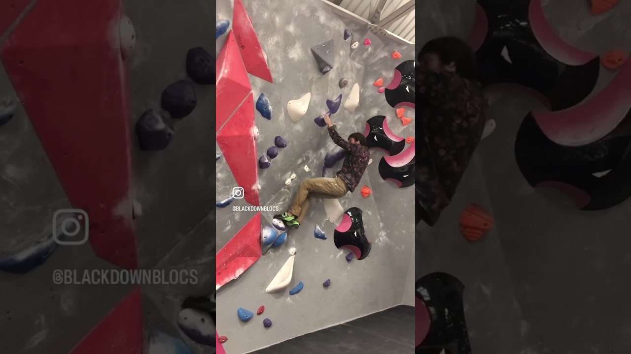 Shirts on for power 👊🏼 Purple V3-V4 #bouldering  #climbing #blocs